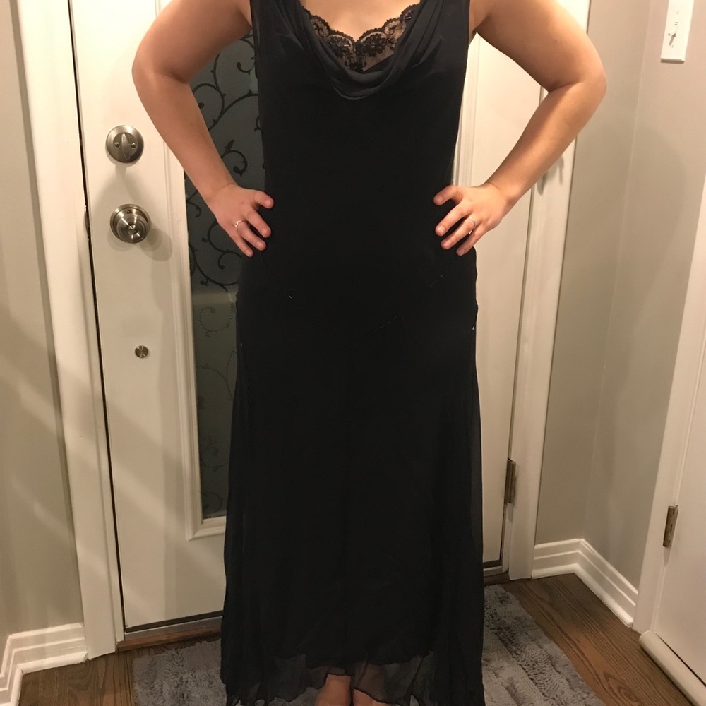 Formal black dress silk